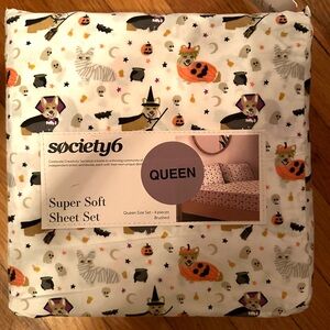 🚫SOLD🚫 Society6 Corgi Dogs Halloween QUEEN sheet set new